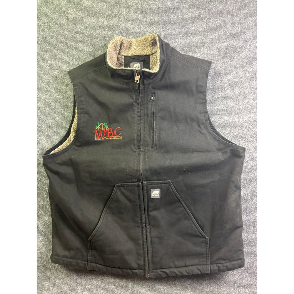 Berne‎ Workwear Vest Mens 2XL Black Canvas Sherpa Lined Full Zip V818BK Makita